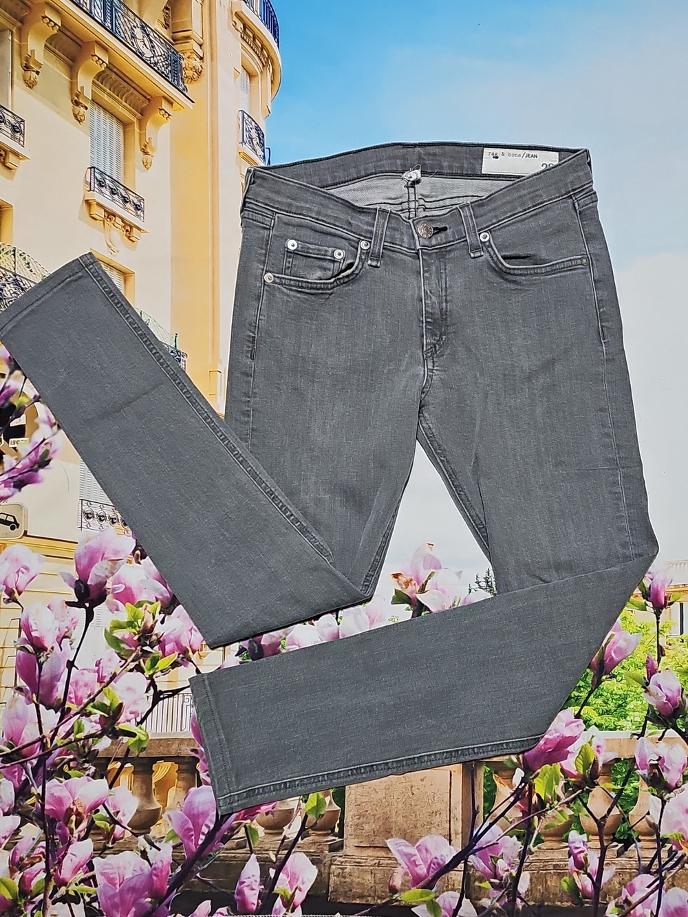 Rag & Bone Gray Denim Skinny Jeans Size 28 - Picture 2 of 6